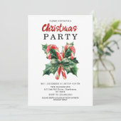 Watercolor Candy Cane & Red Bow Christmas Holiday  招待状 (スタンド正面)