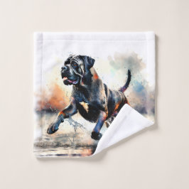 Watercolor Cane Corso dog ウォッシュタオル