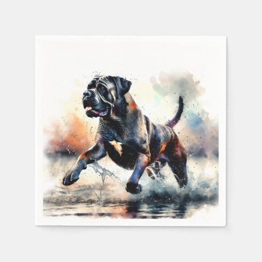 Watercolor Cane Corso dog スタンダードカクテルナプキン (正面)