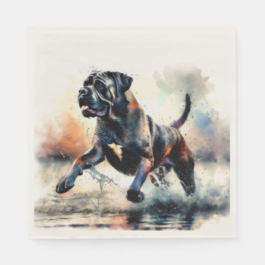 Watercolor Cane Corso dog スタンダードランチョンナプキン (正面)