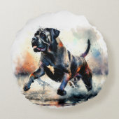 Watercolor Cane Corso dog ラウンドクッション (裏面)