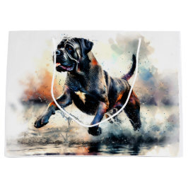 Watercolor Cane Corso dog ラージペーパーバッグ