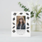 Watercolor Caps Graduation Party Invitation ポストカード (スタンド正面)