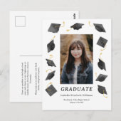 Watercolor Caps Graduation Party Invitation ポストカード (正面/裏面)