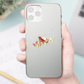 Watercolor Cardinal Bird on Berry Branch  シール (スマートフォン)