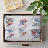 Watercolor Cardinals Blue Birds Elements Decoupage 薄葉紙 (ギフト)