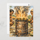 Watercolor Caribbean Breadfruit Scene ポストカード (正面/裏面)