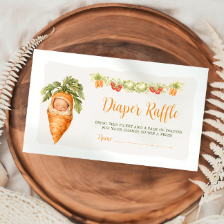 Watercolor Carrot Baby Diaper Raffle Locally Grown エンクロージャーカード