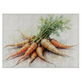 Watercolor Carrot Glass Cutting Board カッティングボード