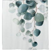 Watercolor Cascading Eucalyptus Branches シャワーカーテン (正面)