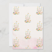 Watercolor Castle Flowers One 1st Birthday  招待状 (裏面)