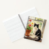 Watercolor Cat and Flowers on Window Sill   ノートブック (内部)