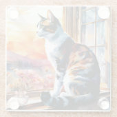 Watercolor Cat and Mouse Greeting Card ガラスコースター (裏面)