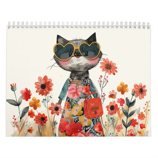 Watercolor Cat Illustrations Whimsical Feline  カレンダー (カバー)
