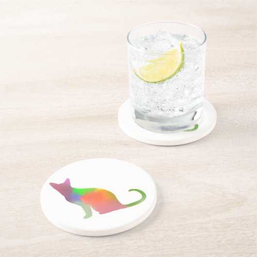 Watercolor Cat Silhouette コースター (側面)