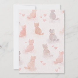 Watercolor Cats and Hearts Invitation 招待状