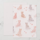 Watercolor Cats and Hearts Invitation 招待状 (正面/裏面)