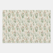 Watercolor Cattail Reeds Botanical Pattern ラッピングペーパーシート (正面3)
