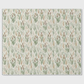 Watercolor Cattail Reeds Botanical Pattern ラッピングペーパー (フラット)