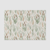 Watercolor Cattail Reeds Botanical Pattern 薄葉紙 (正面)