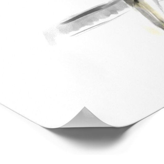 Watercolor Cedar Waxwing Poster Print ポスター (角)