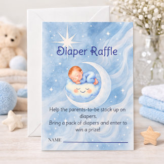 Watercolor Celestial Baby Shower Diaper Raffle ノートカード