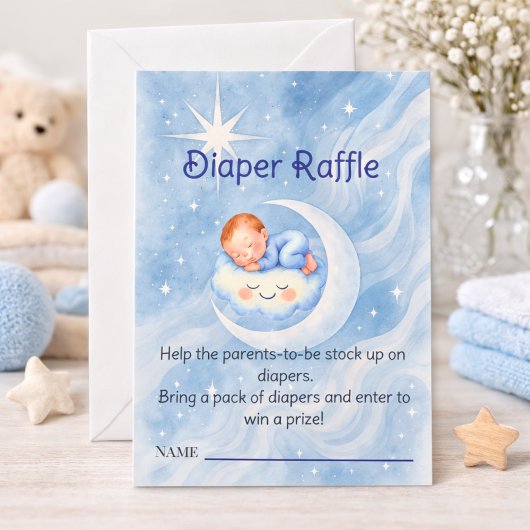 Watercolor Celestial Baby Shower Diaper Raffle ノートカード
