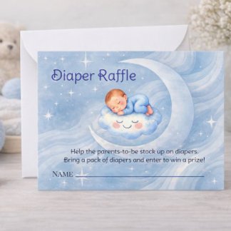 Watercolor Celestial Baby Shower Diaper Raffle ノートカード