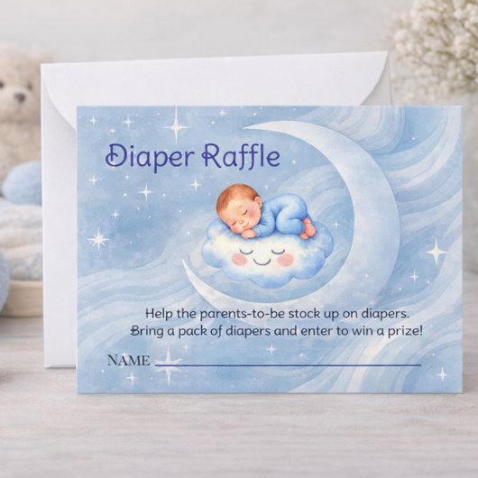 Watercolor Celestial Baby Shower Diaper Raffle ノートカード