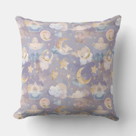 Watercolor Celestial Nursery Pillow | Pastel Moons クッション