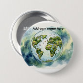 Watercolor Celestial World Globe Custom Badge 缶バッジ (正面&裏面)