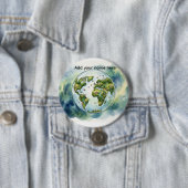 Watercolor Celestial World Globe Custom Badge 缶バッジ (インサイチュ)