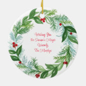 Watercolor Celtic Christmas Wreath PERSONALIZE  セラミックオーナメント (裏面)