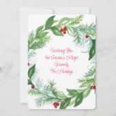 Watercolor Celtic Christmas Wreath PERSONALIZE P シーズンカード (裏面)
