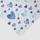 Watercolor Cerulean Hearts & Gold Sparkle 薄葉紙 (詳細)