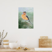 Watercolor Chaffinch Bird  Nature Art ポスター (キッチン)
