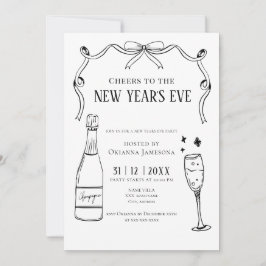 Watercolor Champagne New Year's Eve Party 招待状