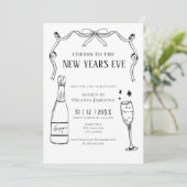 Watercolor Champagne New Year's Eve Party 招待状 (スタンド正面)
