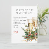 Watercolor Champagne New Year's Eve Party 招待状 (スタンド正面)