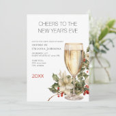 Watercolor Champagne New Year's Eve Party 招待状 (スタンド正面)