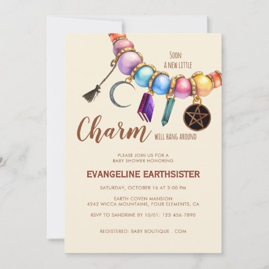 Watercolor Charm Bracelet Pagan Babyshower 招待状 (正面)