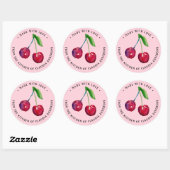 Watercolor Cherries Made With Love Round Sticker ラウンドシール (シート)