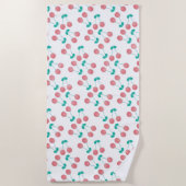 Watercolor Cherries Pattern ビーチタオル (正面)