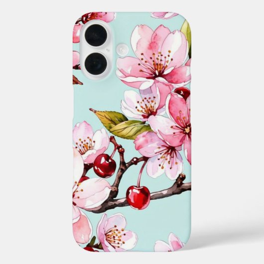 Watercolor Cherry and Flowers Case-Mate iPhoneケース (裏面)