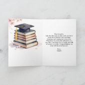 Watercolor Cherry Blossom Book Stack Graduation カード (内部)