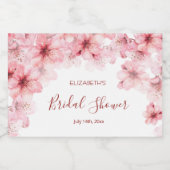  Watercolor Cherry Blossom Bridal Shower スパークリングワインラベル (シングルラベル)