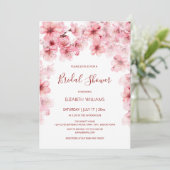  Watercolor Cherry Blossom Bridal Shower 招待状 (スタンド正面)