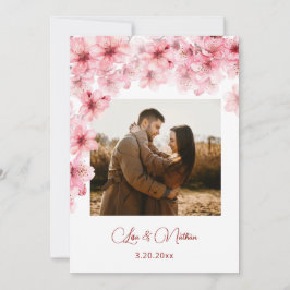 Watercolor Cherry Blossom Photo Wedding セーブザデート