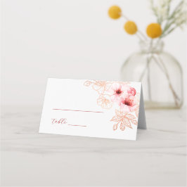 Watercolor Cherry Blossom Pink White Wedding プレイスカード