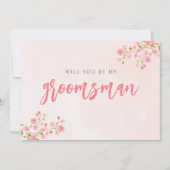 Watercolor Cherry Blossom Spring Groomsman Card サンキューカード (正面)
